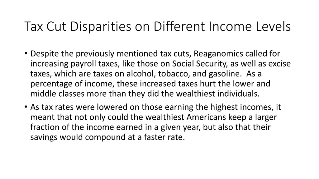 tax cut disparities on different income levels