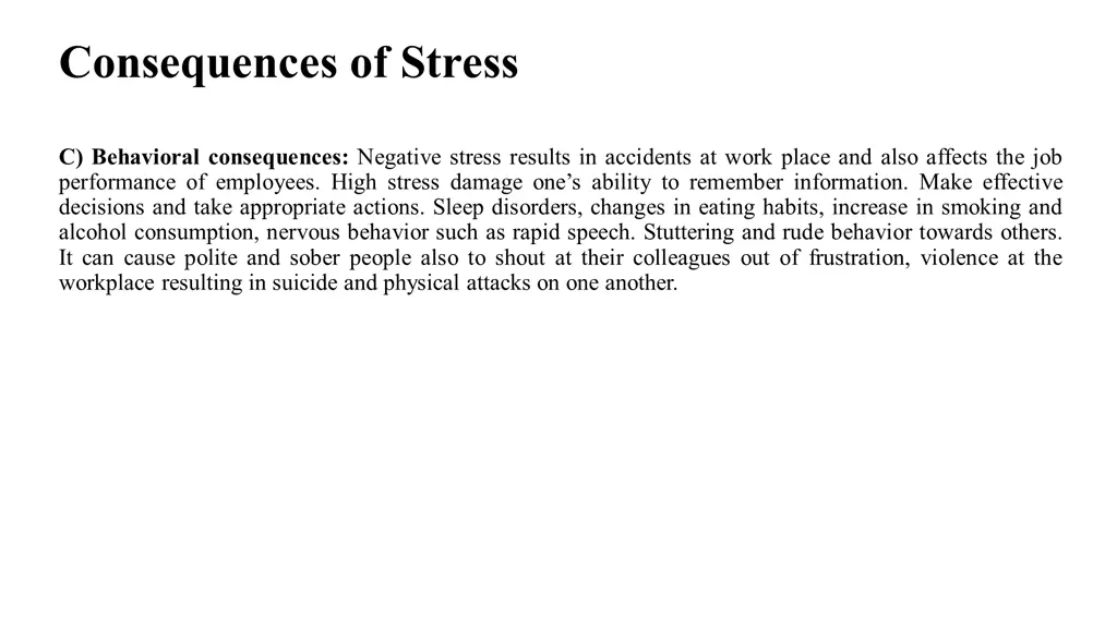 consequences of stress