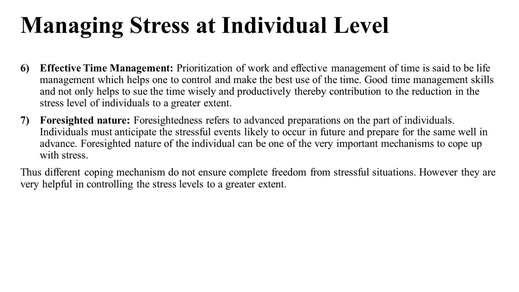 managing stress at individual level