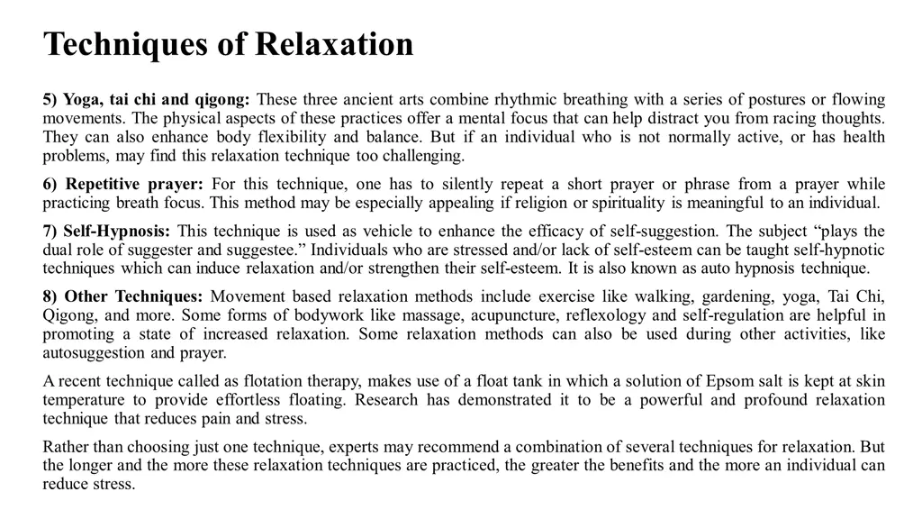 techniques of relaxation