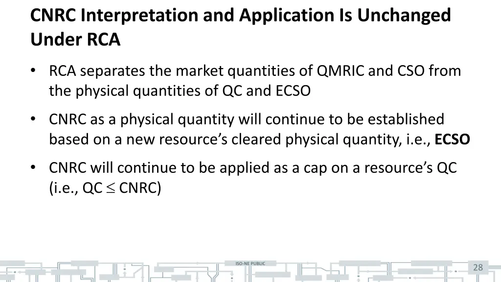 cnrc interpretation and application is unchanged