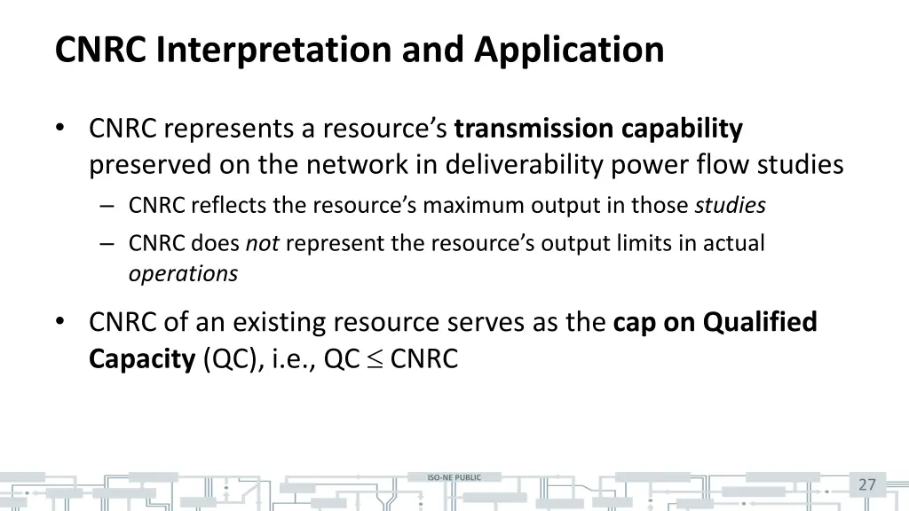 cnrc interpretation and application