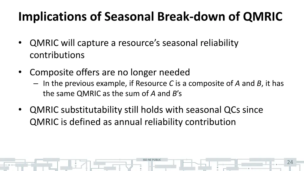 implications of seasonal break down of qmric