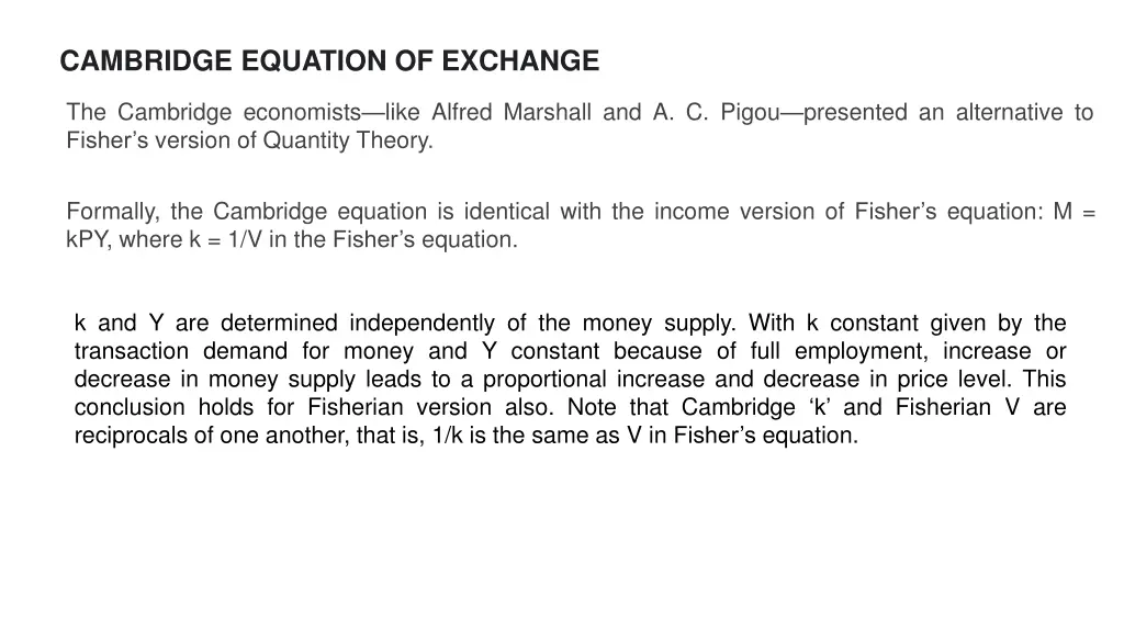 cambridge equation of exchange