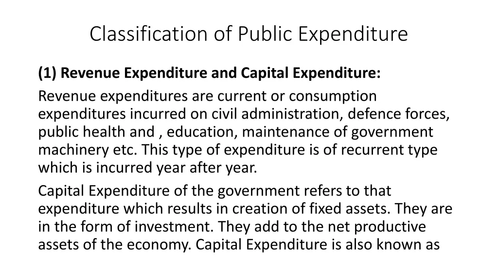 classification of public expenditure