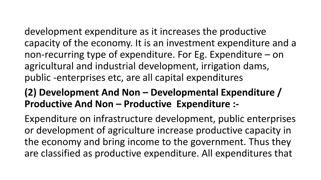 development expenditure as it increases