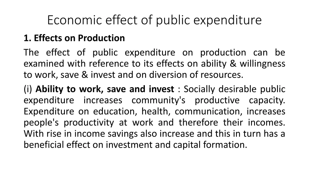 economic effect of public expenditure