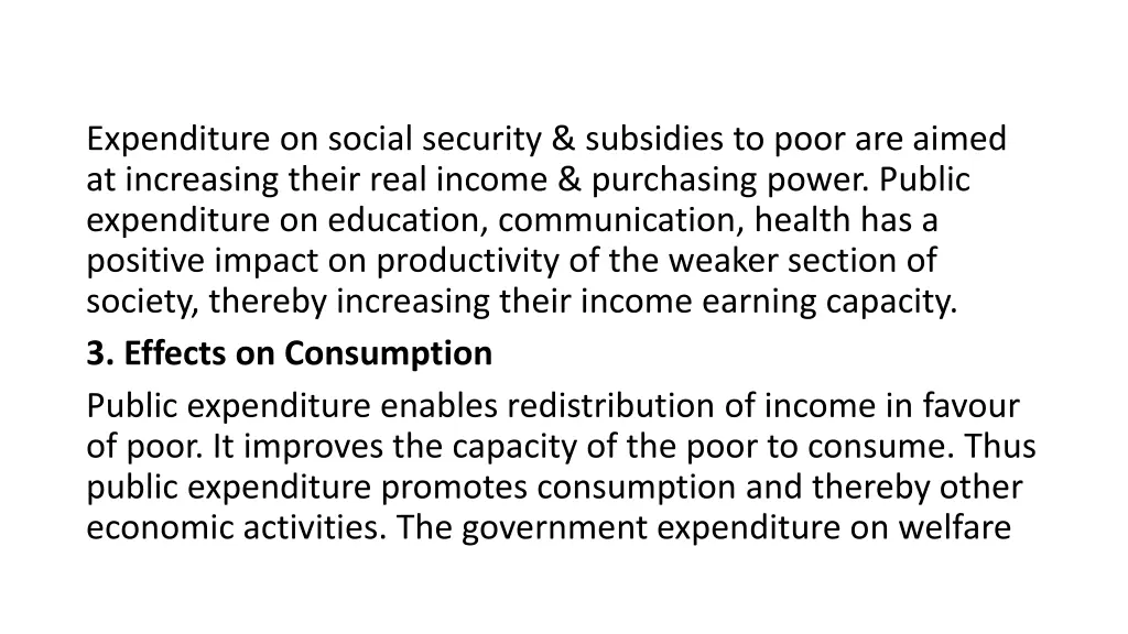 expenditure on social security subsidies to poor