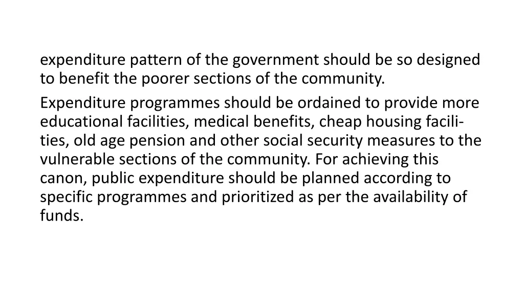 expenditure pattern of the government should