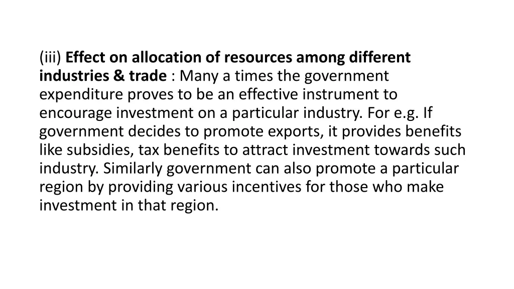 iii effect on allocation of resources among