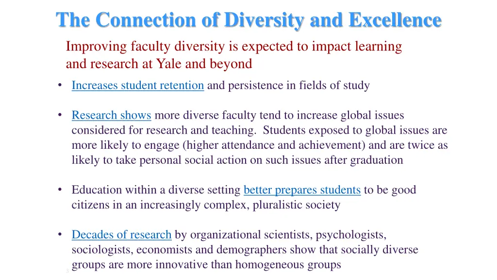 the connection of diversity and excellence