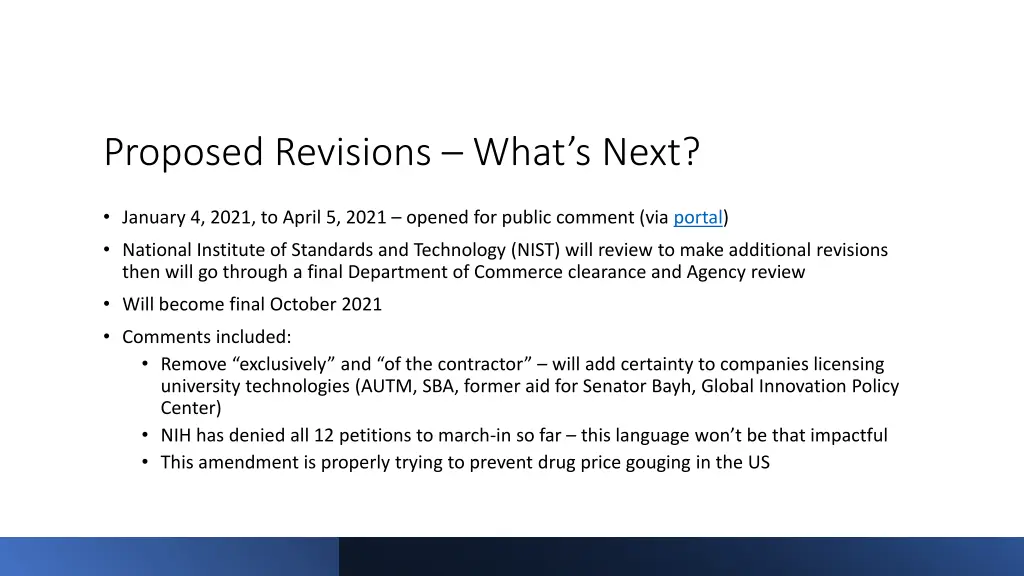 proposed revisions what s next