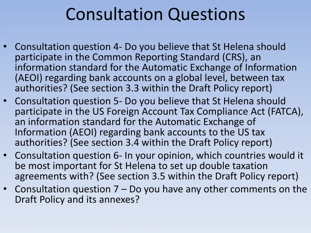 consultation questions 1