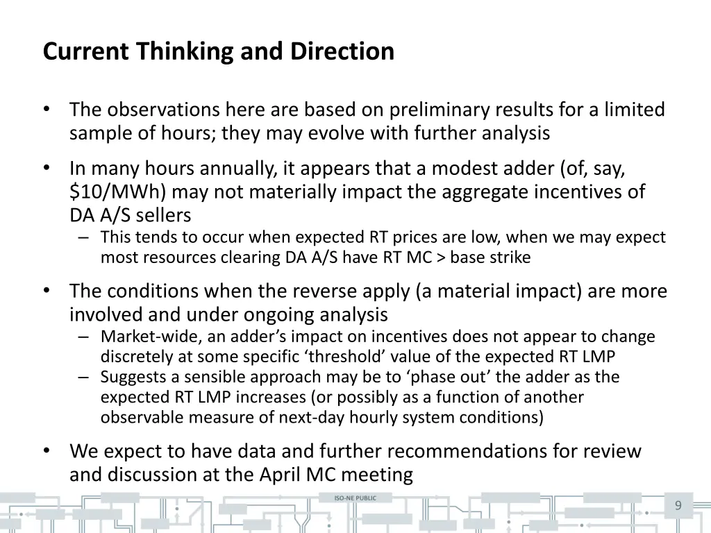 current thinking and direction