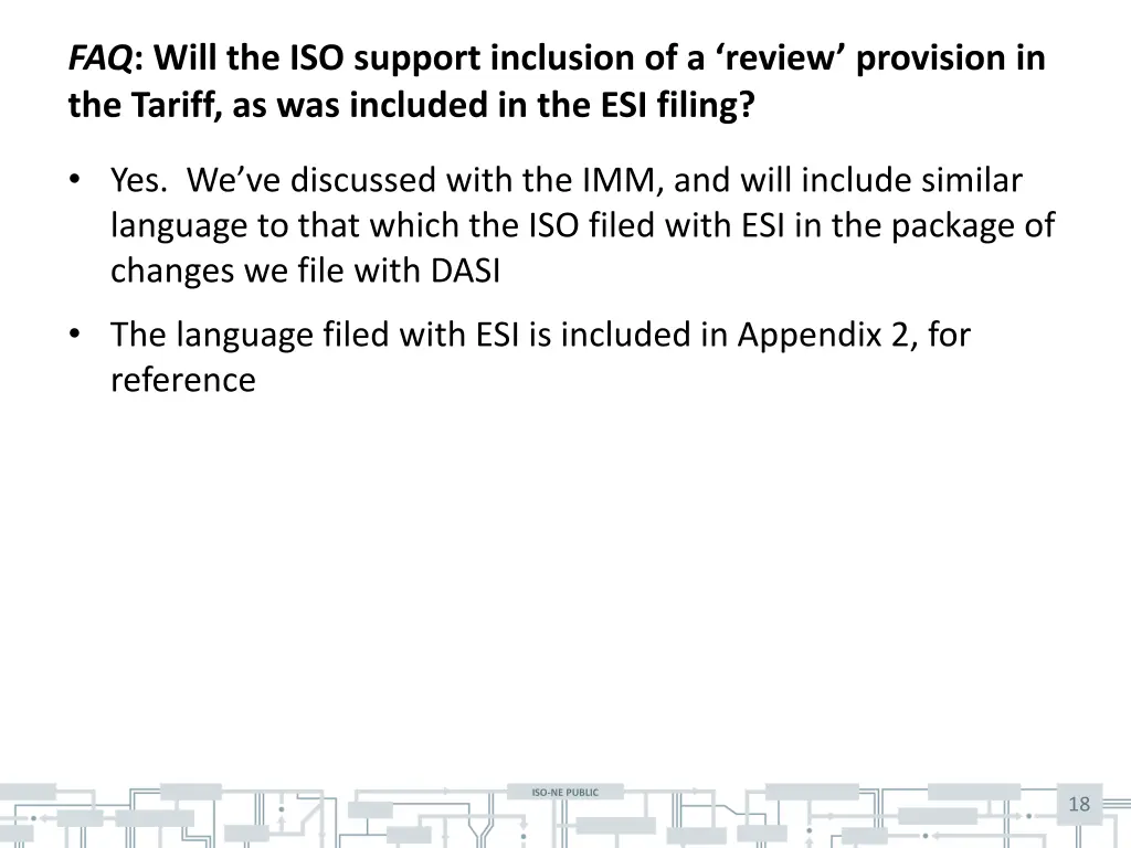 faq will the iso support inclusion of a review