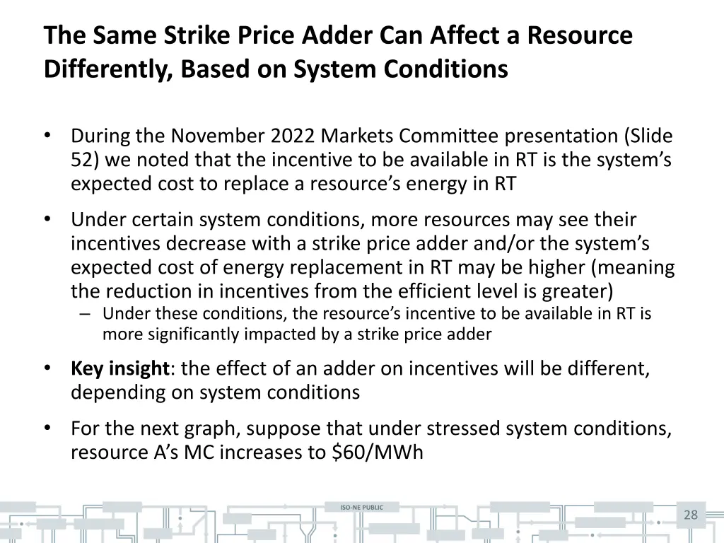 the same strike price adder can affect a resource