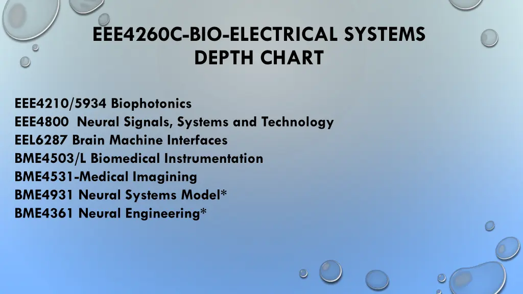 eee4260c bio electrical systems depth chart