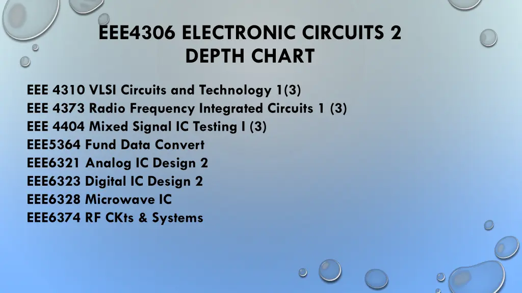 eee4306 electronic circuits 2 depth chart