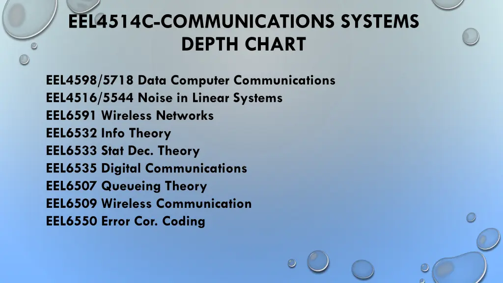 eel4514c communications systems depth chart