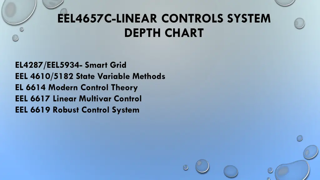 eel4657c linear controls system depth chart