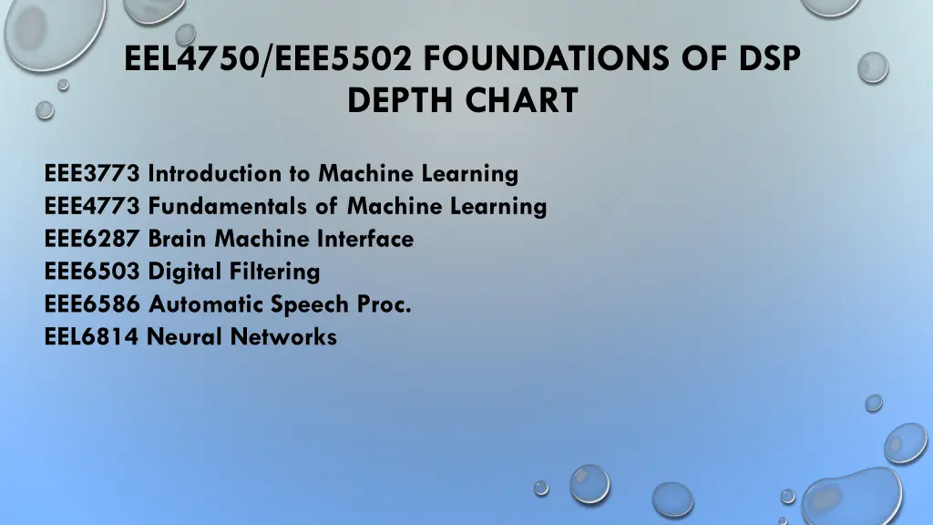 eel4750 eee5502 foundations of dsp depth chart