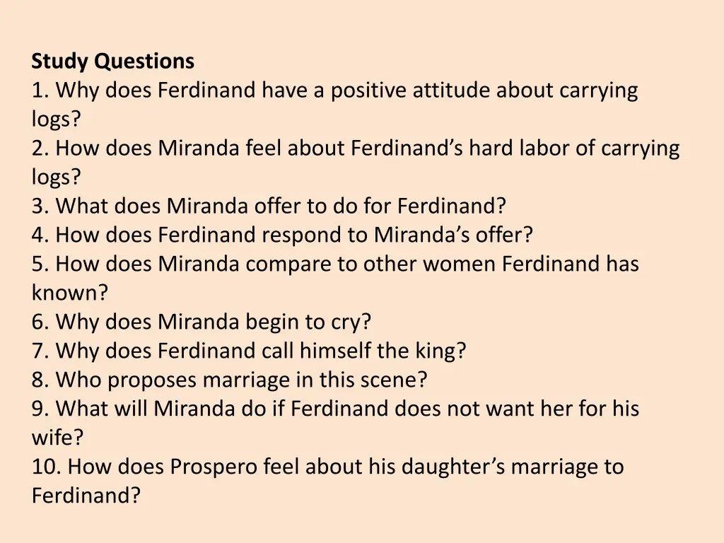 study questions 1 why does ferdinand have