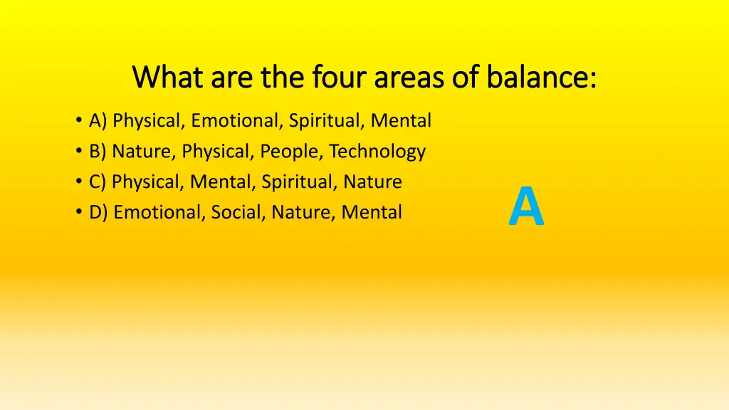 what are the four areas of balance what