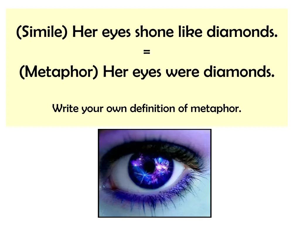 simile her eyes shone like diamonds metaphor