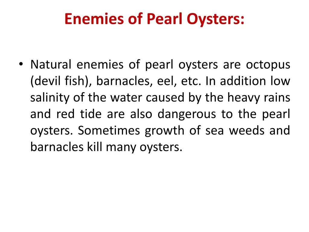 enemies of pearl oysters