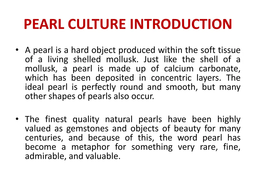 pearl culture introduction