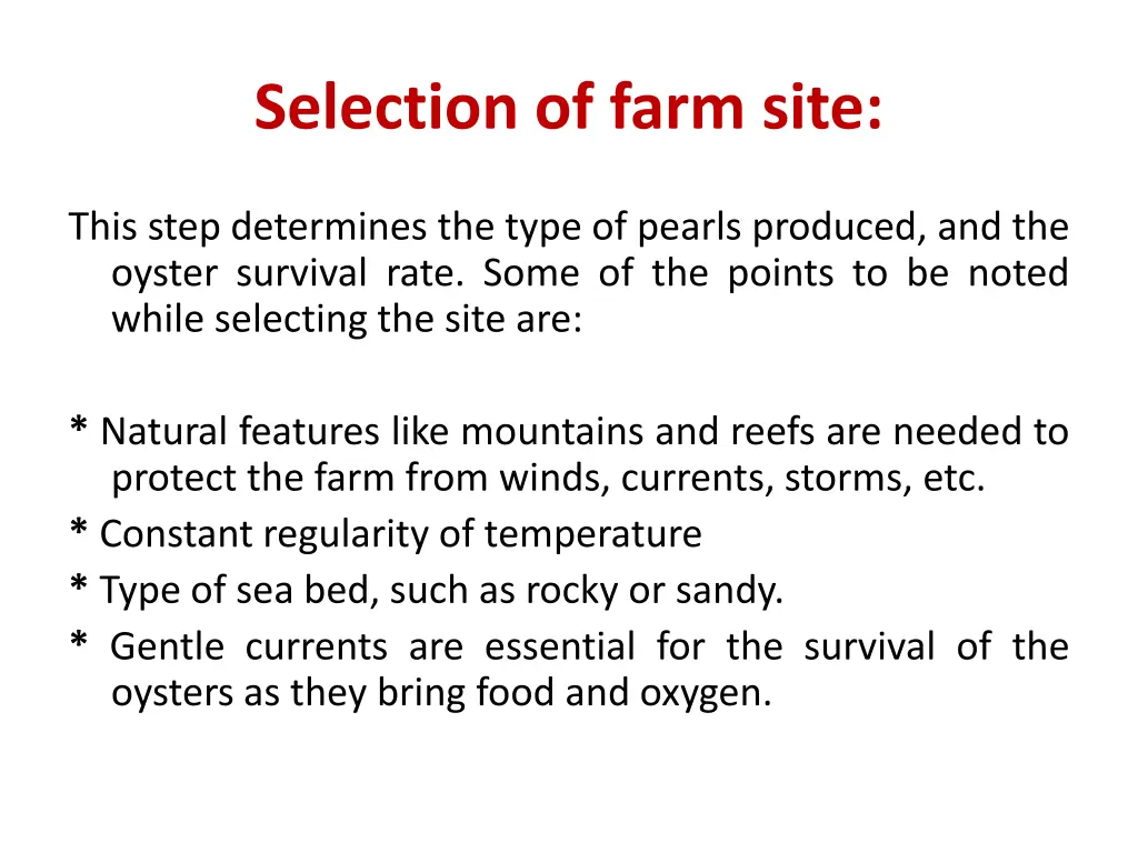 selection of farm site