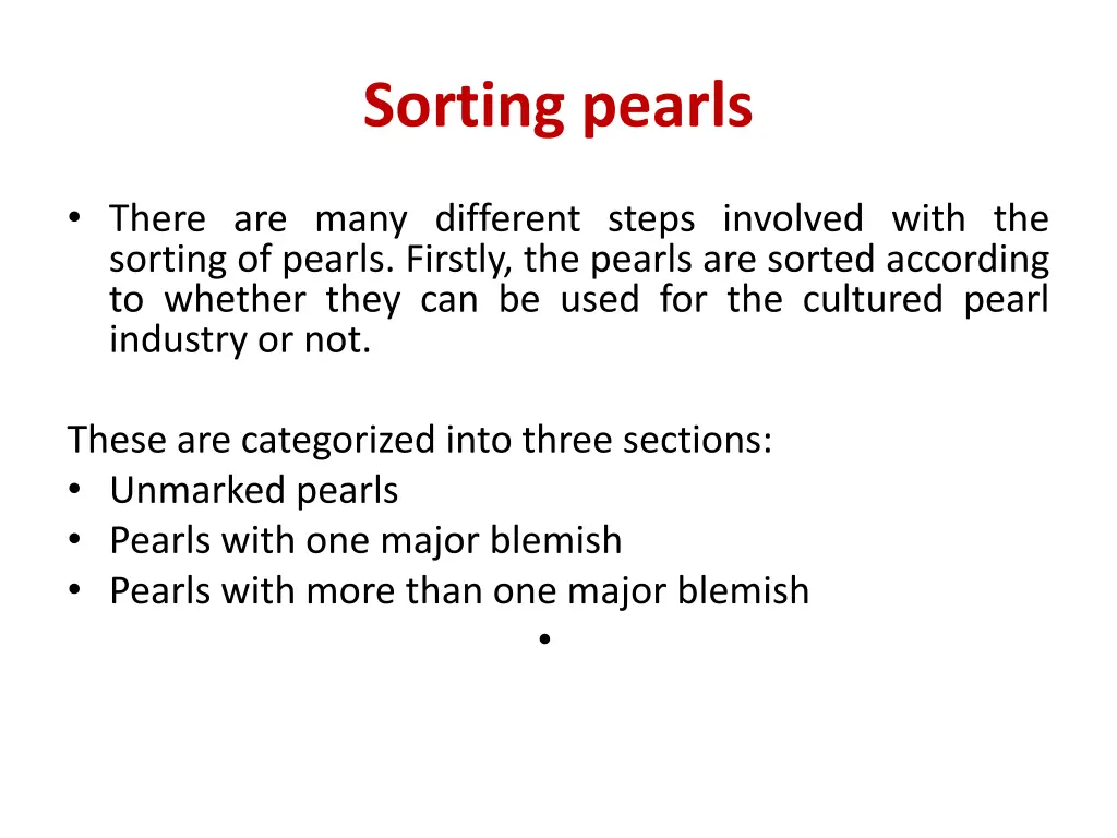 sorting pearls