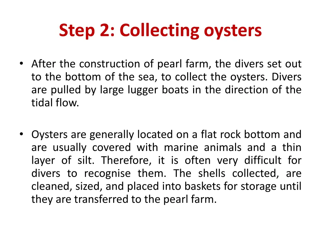 step 2 collecting oysters