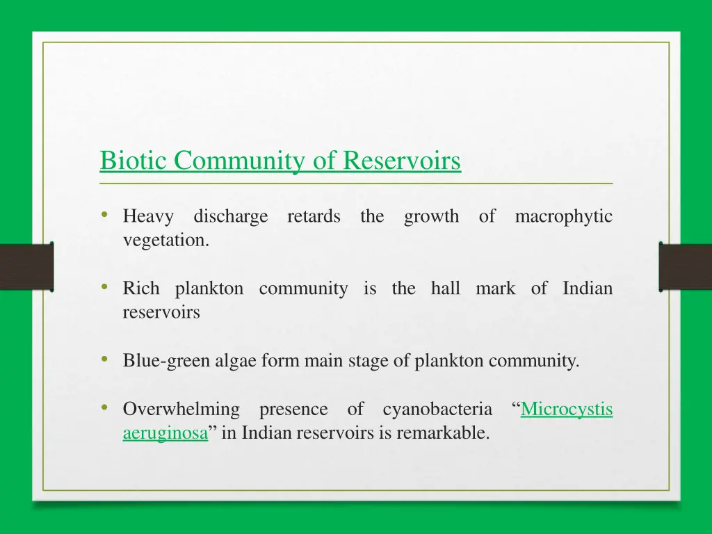 biotic community of reservoirs