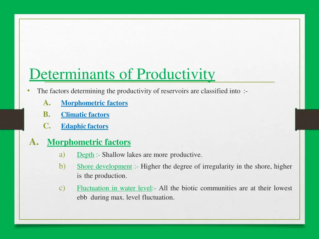 determinants of productivity