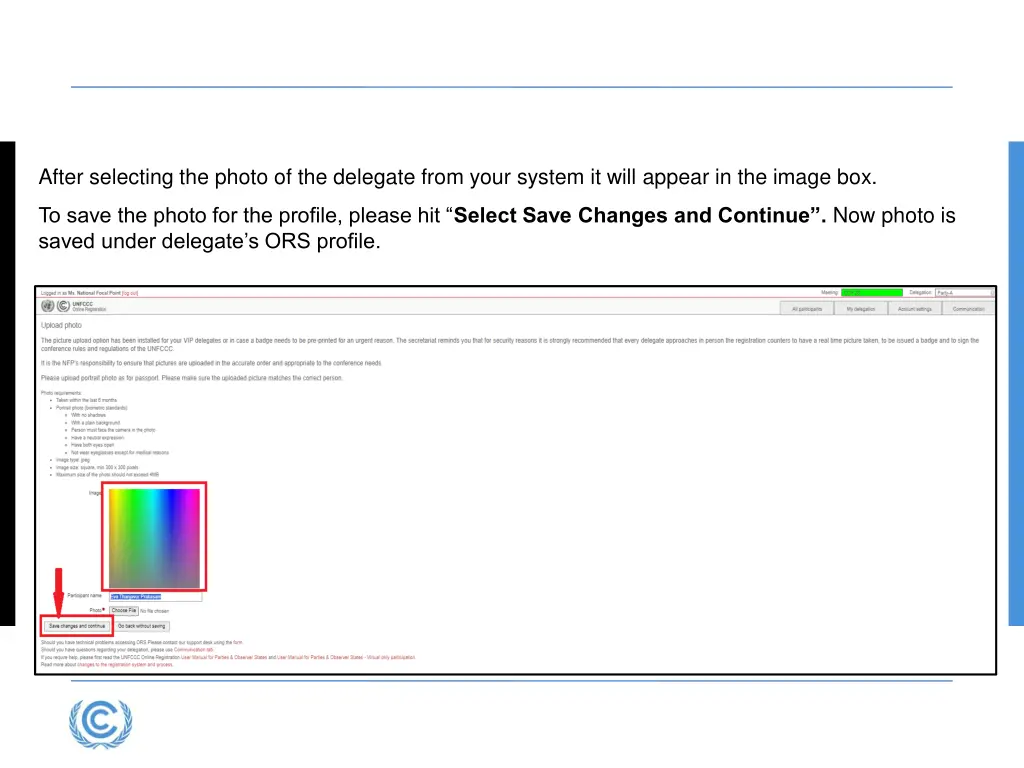 after selecting the photo of the delegate from