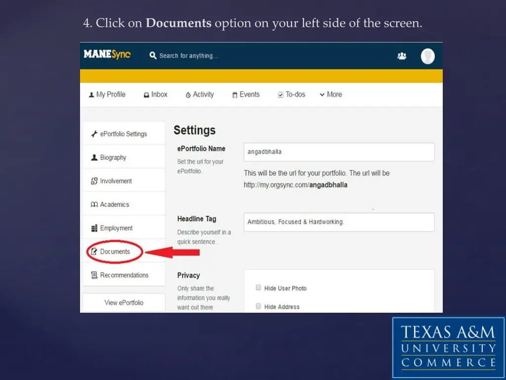 4 click on documents option on your left side