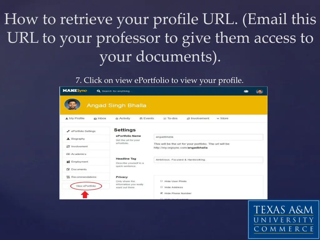 how to retrieve your profile url email this