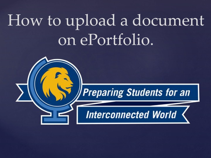 how to upload a document on eportfolio