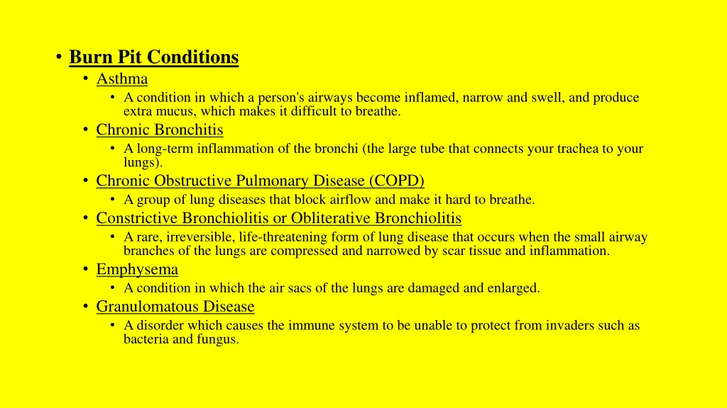 burn pit conditions asthma a condition in which