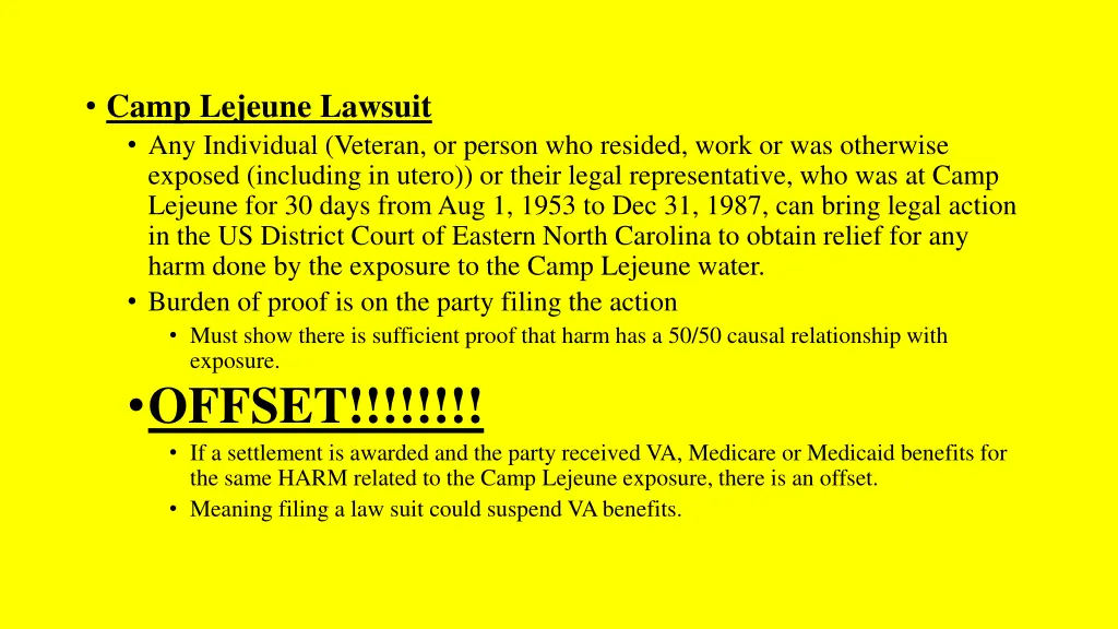 camp lejeune lawsuit any individual veteran