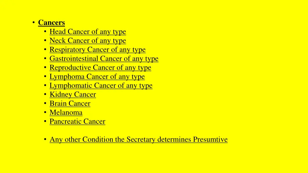 cancers head cancer of any type neck cancer