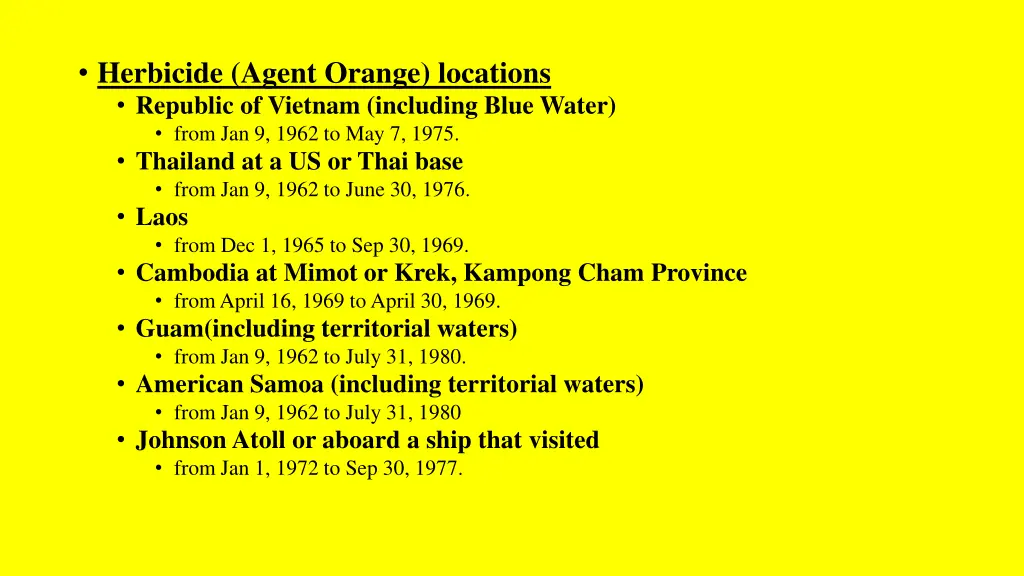 herbicide agent orange locations republic