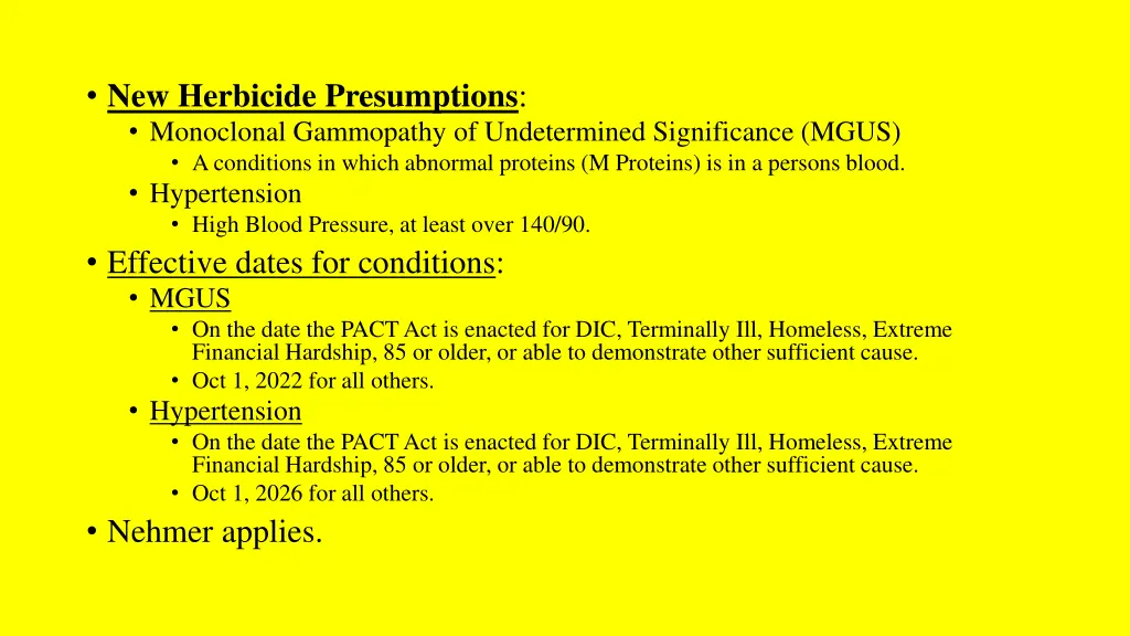 new herbicide presumptions monoclonal gammopathy