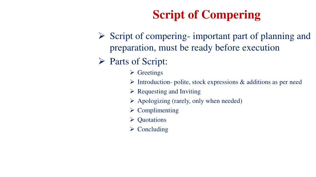 script of compering