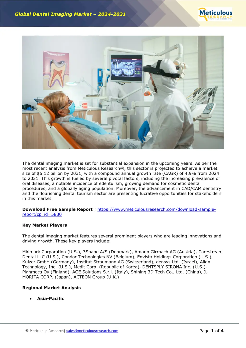 global dental imaging market 2024 2031