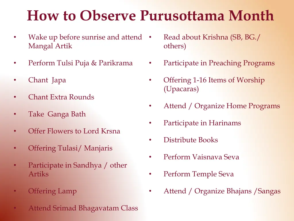 how to observe purusottama month