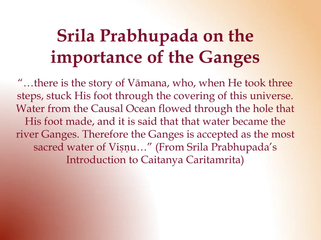 srila prabhupada on the importance of the ganges