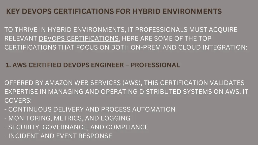 key devops certifications for hybrid environments