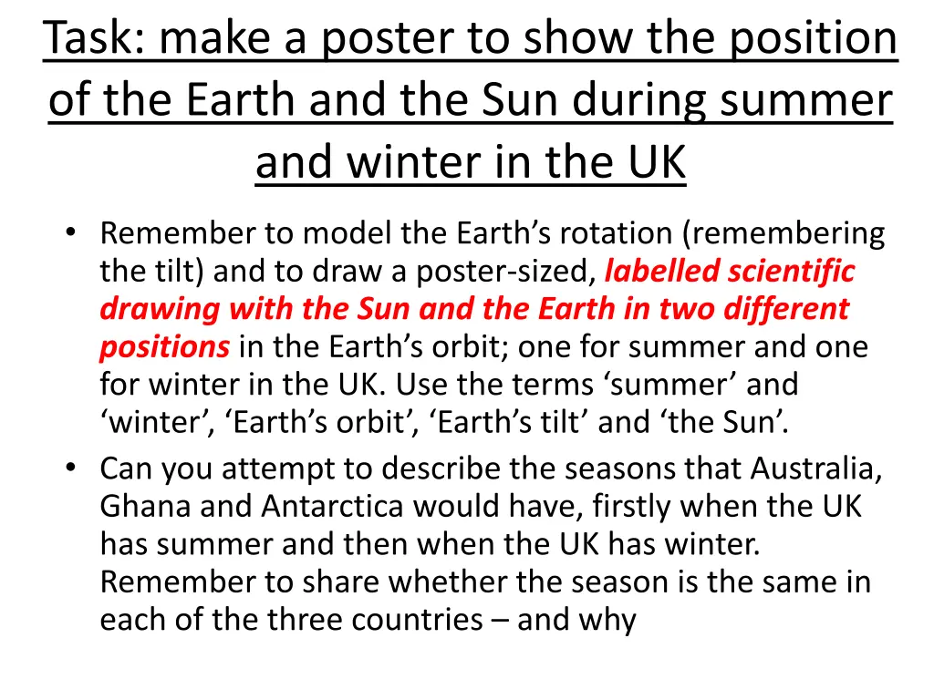 task make a poster to show the position